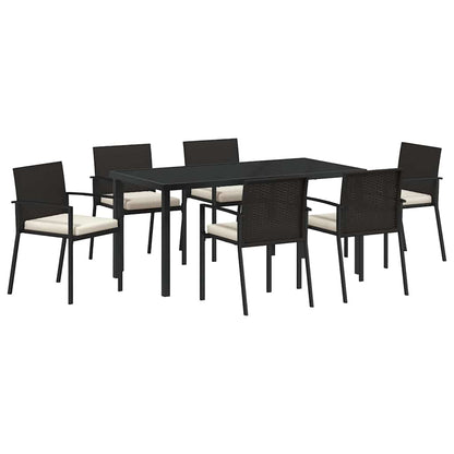 Set da Pranzo per Giardino 7 pcs Nero