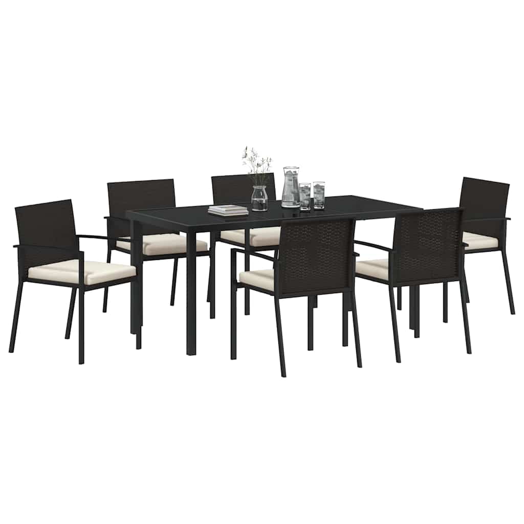 Set da Pranzo per Giardino 7 pcs Nero