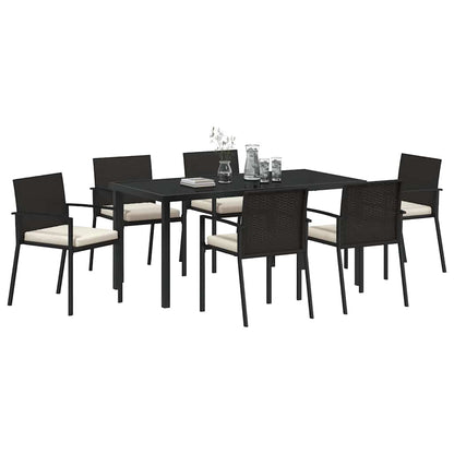 Set da Pranzo per Giardino 7 pcs Nero