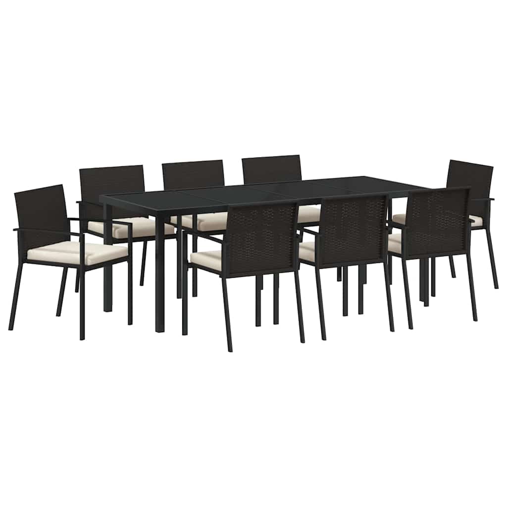 Set da Pranzo per Giardino 9 pcs Nero