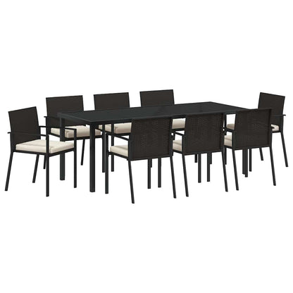 Set da Pranzo per Giardino 9 pcs Nero