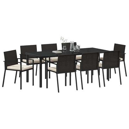 Set da Pranzo per Giardino 9 pcs Nero