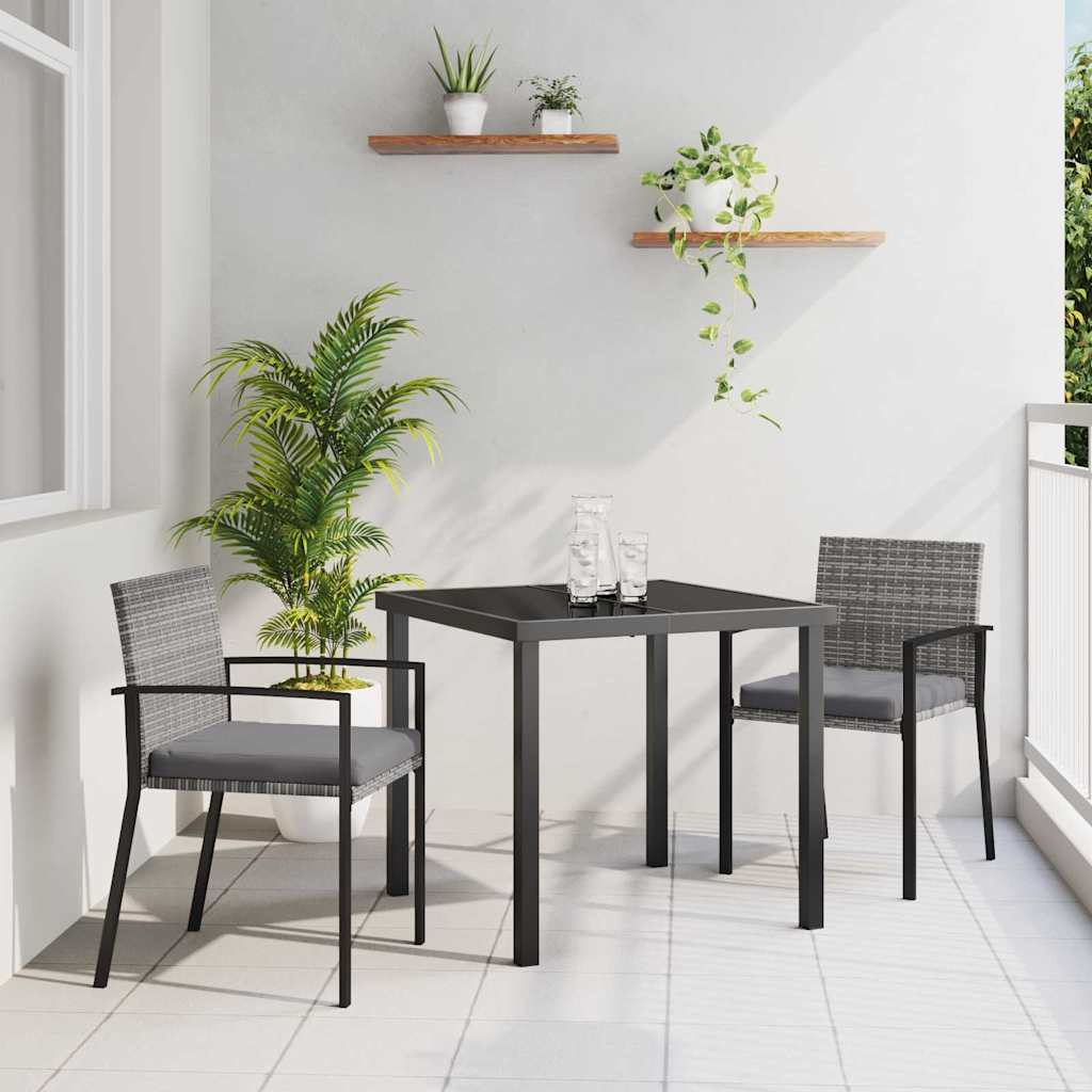 Set da Pranzo per Giardino 3 pcs Grigio