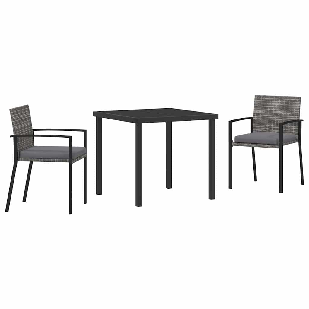 Set da Pranzo per Giardino 3 pcs Grigio