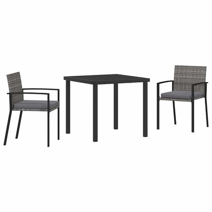 Set da Pranzo per Giardino 3 pcs Grigio