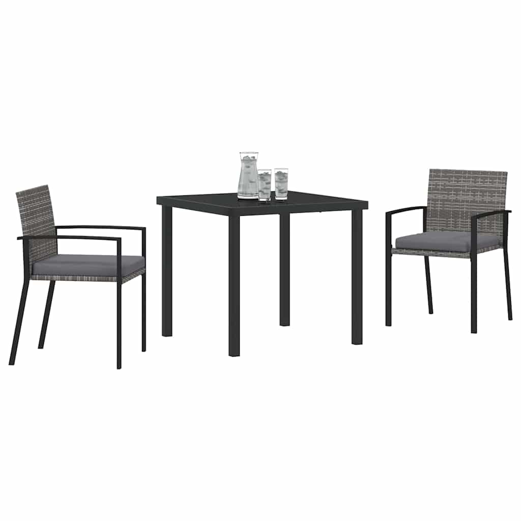 Set da Pranzo per Giardino 3 pcs Grigio