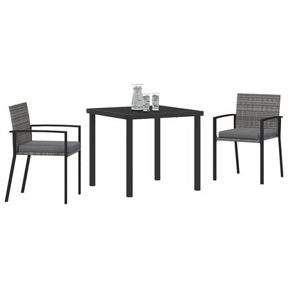 Set da Pranzo per Giardino 3 pcs Grigio