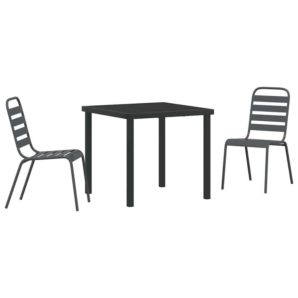 Set da Pranzo per Giardino 3 pcs Antracite