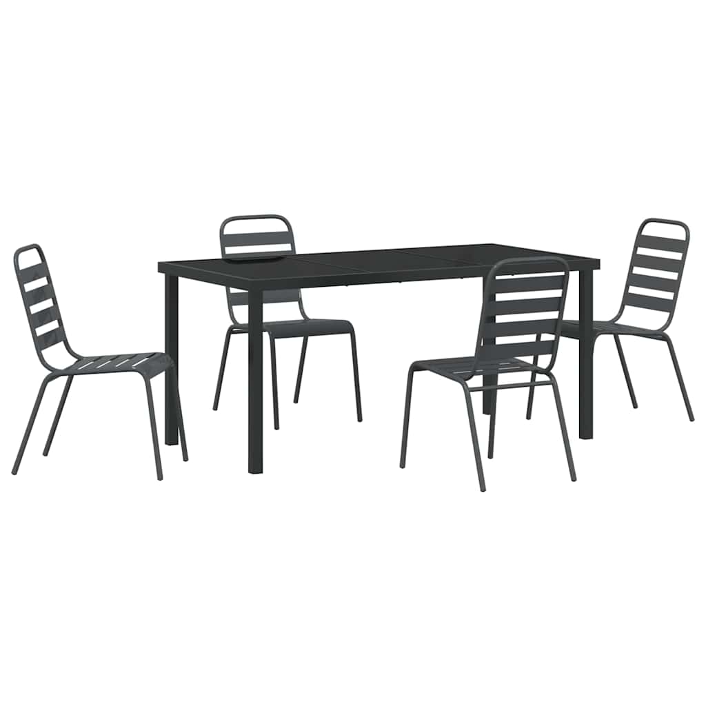 Set da Pranzo per Giardino 5 pcs Antracite