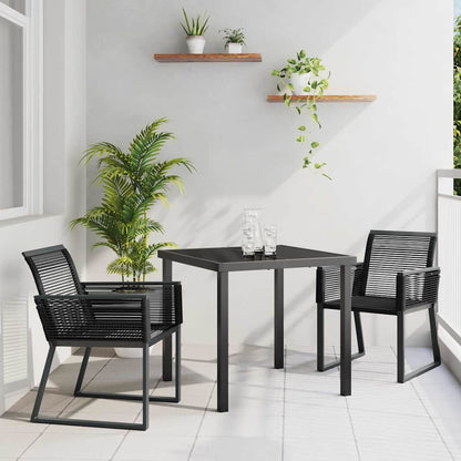 Set da Pranzo per Giardino 3 pcs Nero