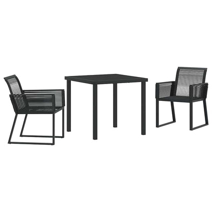 Set da Pranzo per Giardino 3 pcs Nero