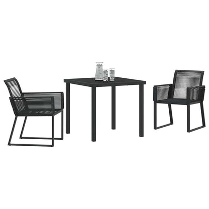 Set da Pranzo per Giardino 3 pcs Nero