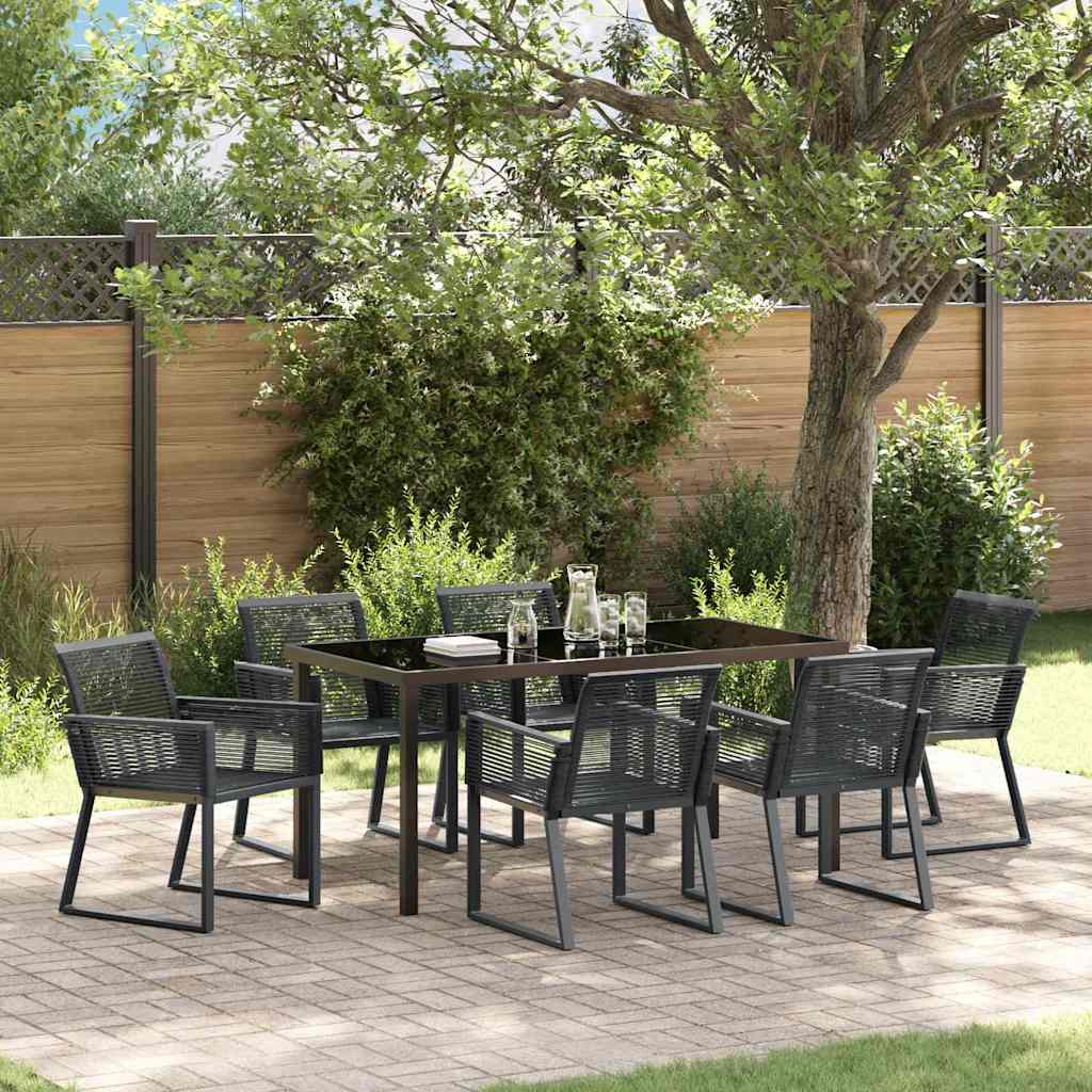 Set da Pranzo per Giardino 7 pcs Nero