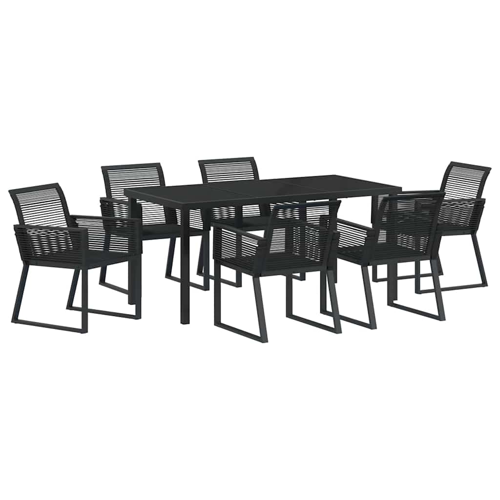 Set da Pranzo per Giardino 7 pcs Nero