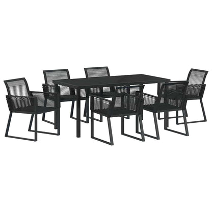 Set da Pranzo per Giardino 7 pcs Nero