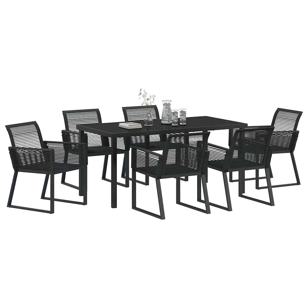 Set da Pranzo per Giardino 7 pcs Nero