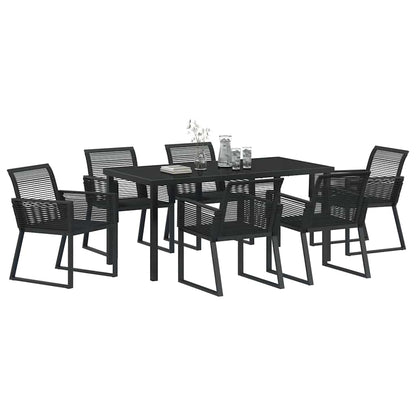 Set da Pranzo per Giardino 7 pcs Nero