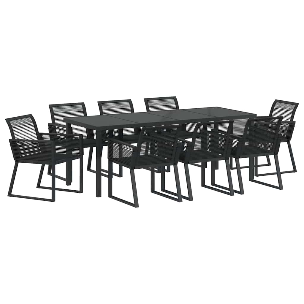 Set da Pranzo per Giardino 9 pcs Nero
