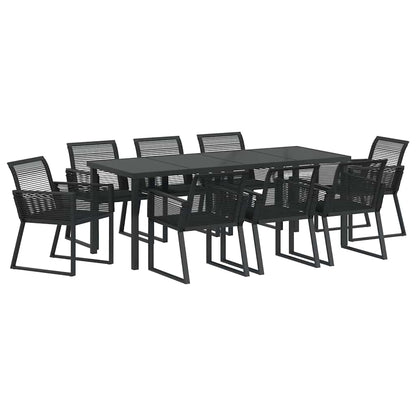 Set da Pranzo per Giardino 9 pcs Nero