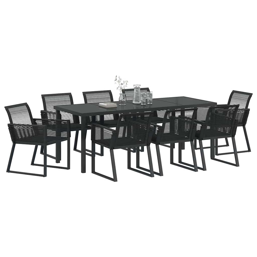 Set da Pranzo per Giardino 9 pcs Nero