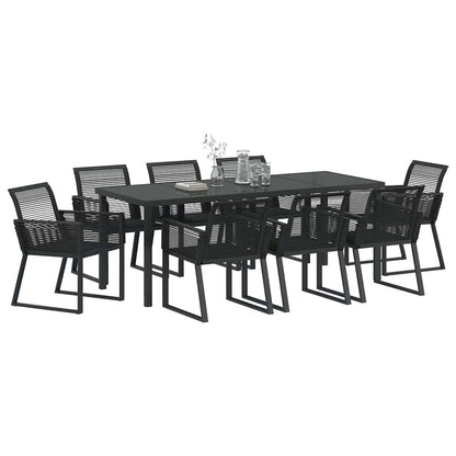 Set da Pranzo per Giardino 9 pcs Nero