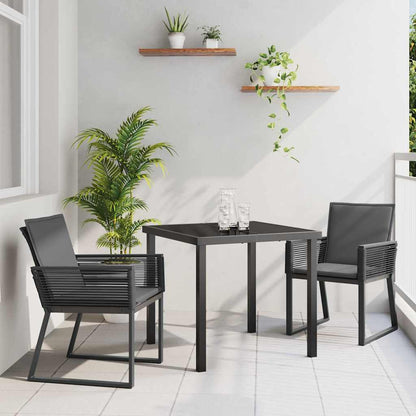 Set da Pranzo per Giardino 3 pcs Nero