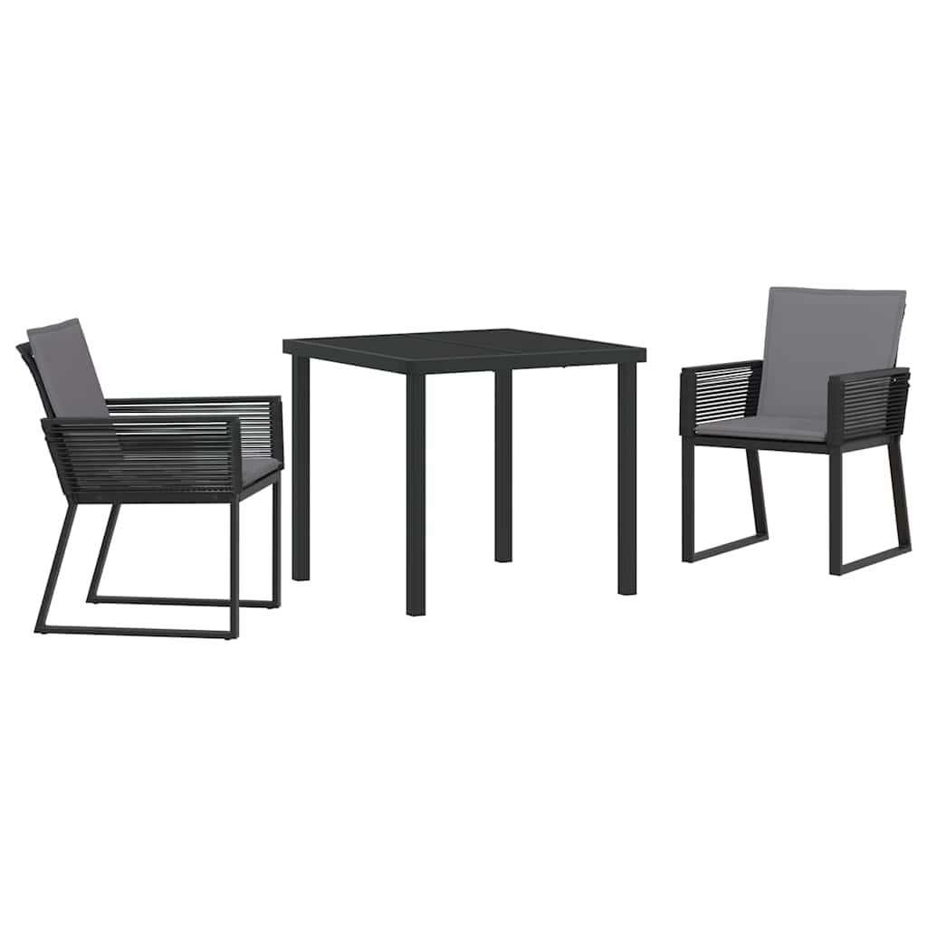 Set da Pranzo per Giardino 3 pcs Nero