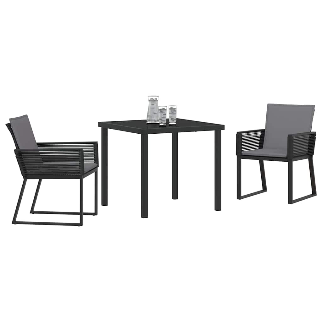 Set da Pranzo per Giardino 3 pcs Nero