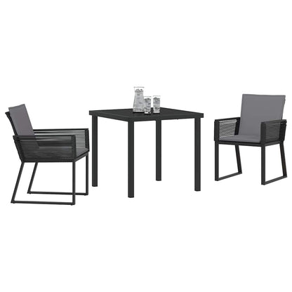 Set da Pranzo per Giardino 3 pcs Nero