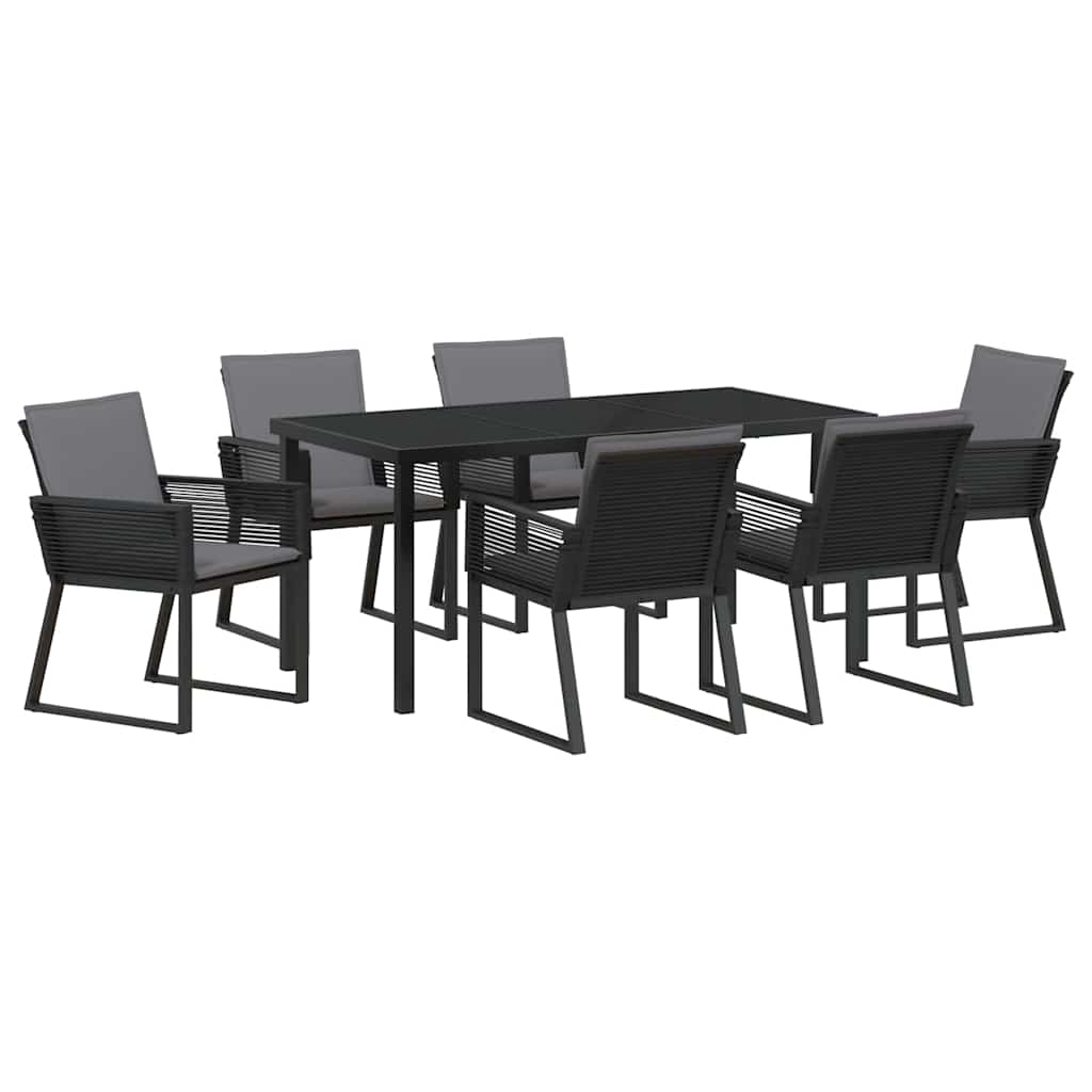 Set da Pranzo per Giardino 7 pcs Nero