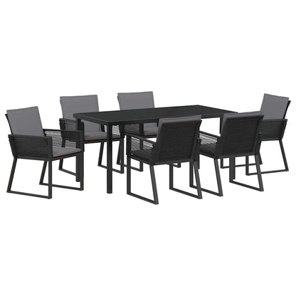 Set da Pranzo per Giardino 7 pcs Nero