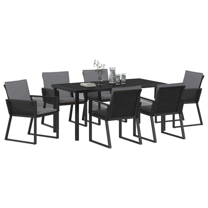 Set da Pranzo per Giardino 7 pcs Nero
