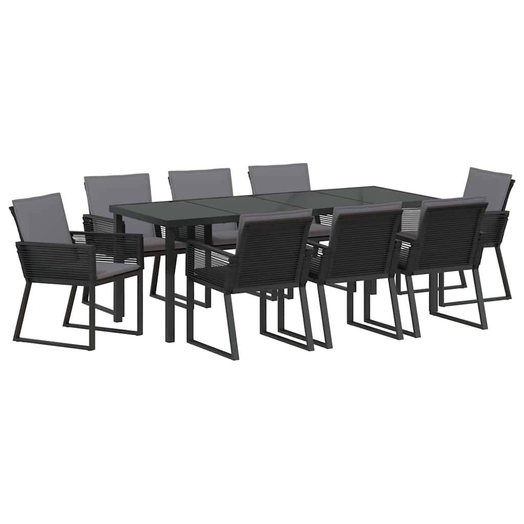 Set da Pranzo per Giardino 9 pcs Nero