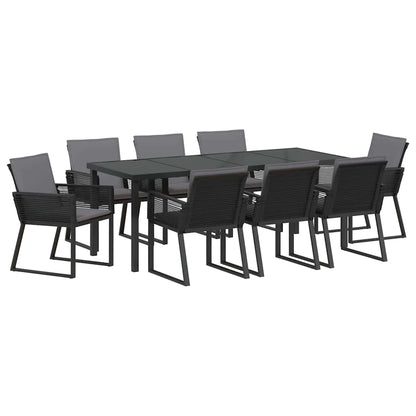 Set da Pranzo per Giardino 9 pcs Nero