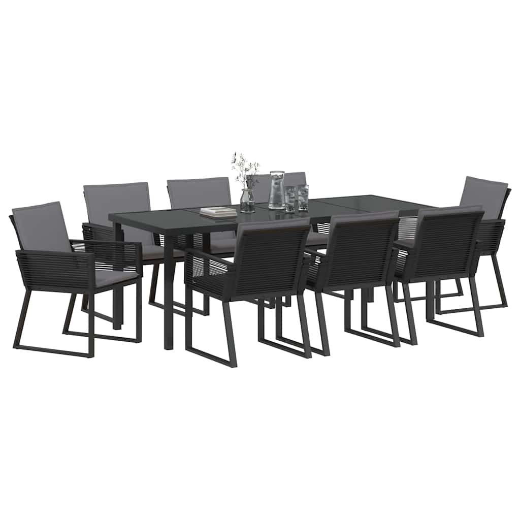 Set da Pranzo per Giardino 9 pcs Nero