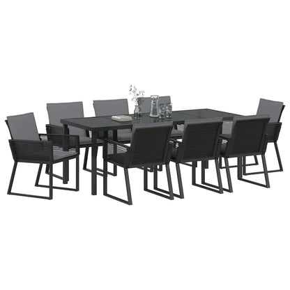 Set da Pranzo per Giardino 9 pcs Nero