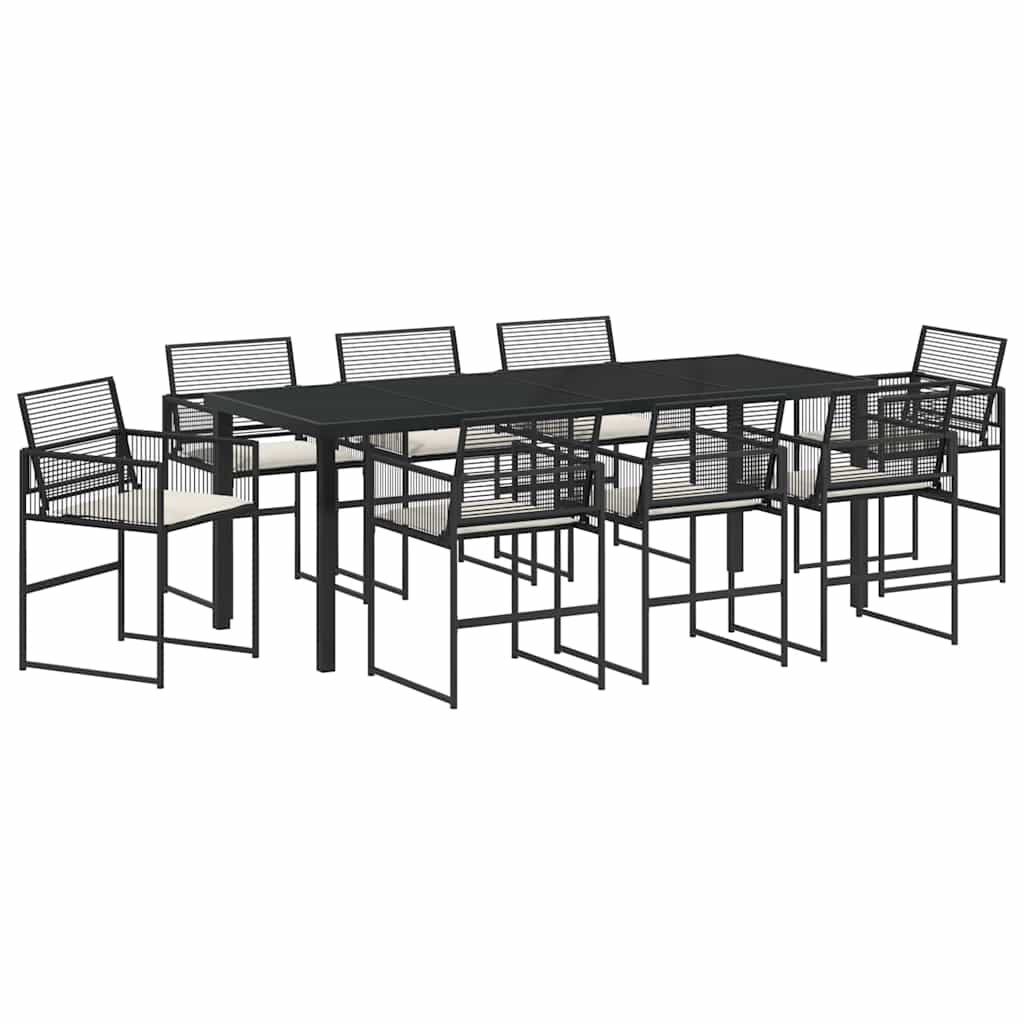 Set da Pranzo per Giardino 9 pcs Nero