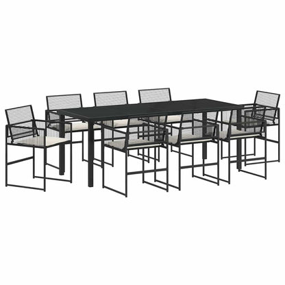 Set da Pranzo per Giardino 9 pcs Nero