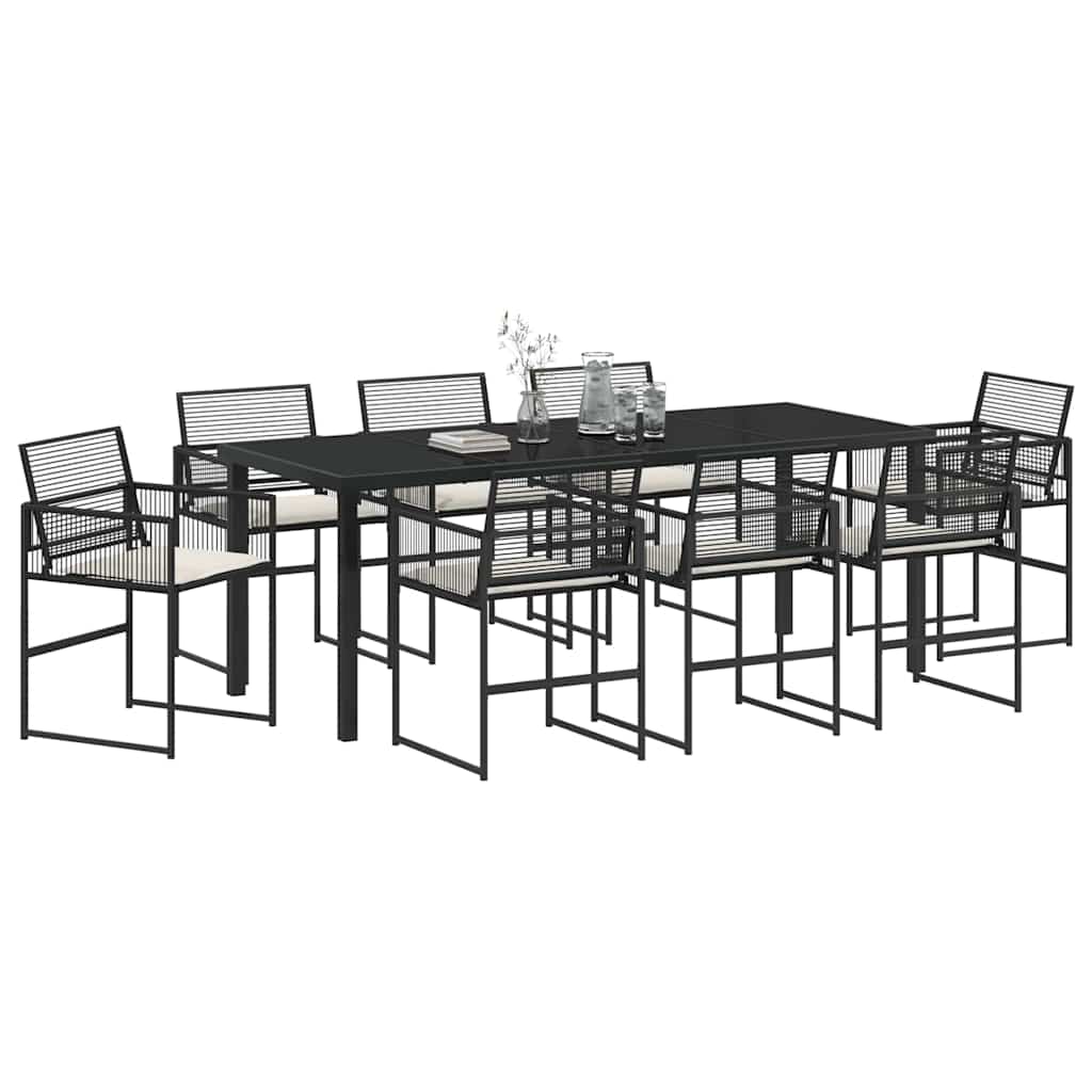 Set da Pranzo per Giardino 9 pcs Nero