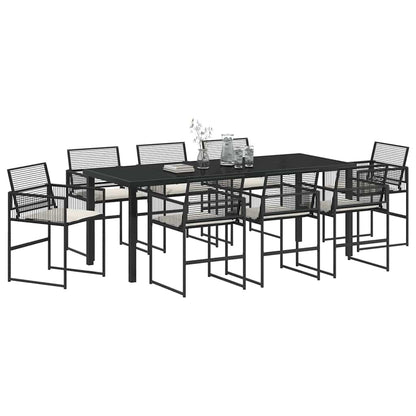 Set da Pranzo per Giardino 9 pcs Nero