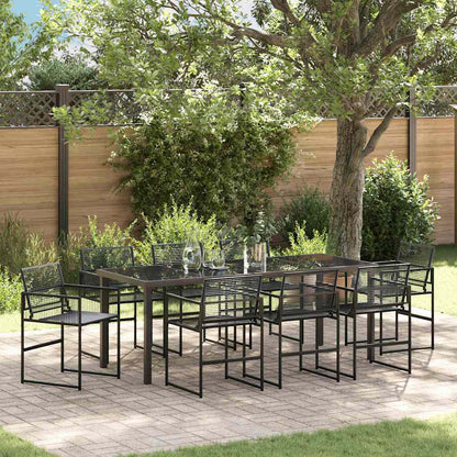 Set da Pranzo per Giardino 9 pcs Nero