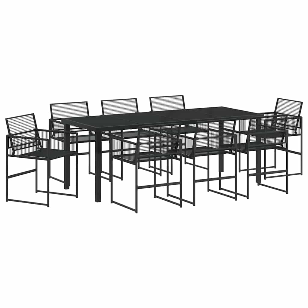 Set da Pranzo per Giardino 9 pcs Nero