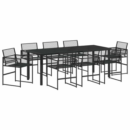 Set da Pranzo per Giardino 9 pcs Nero