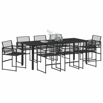 Set da Pranzo per Giardino 9 pcs Nero