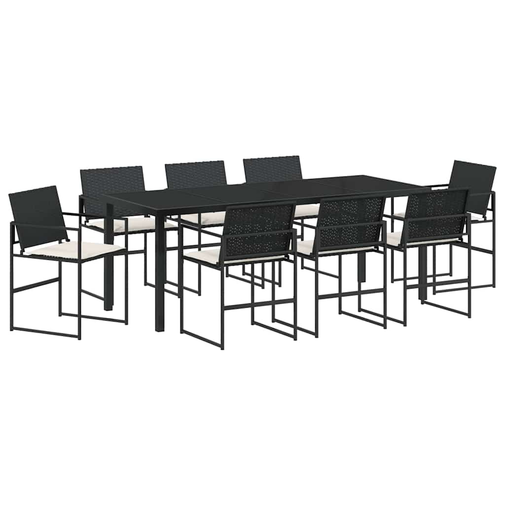 Set da Pranzo per Giardino 9 pcs Nero