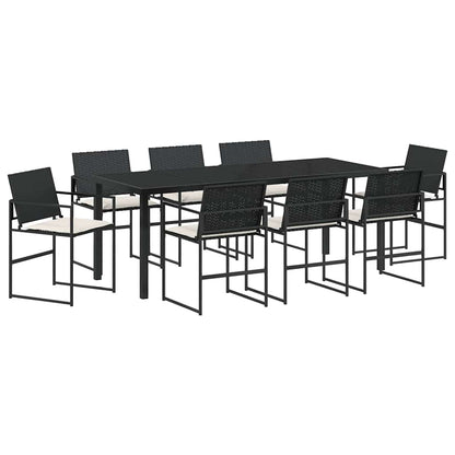 Set da Pranzo per Giardino 9 pcs Nero