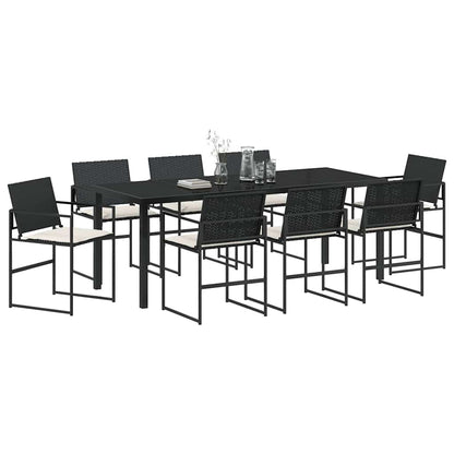 Set da Pranzo per Giardino 9 pcs Nero
