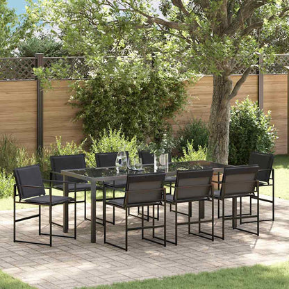 Set da Pranzo per Giardino 9 pcs Nero