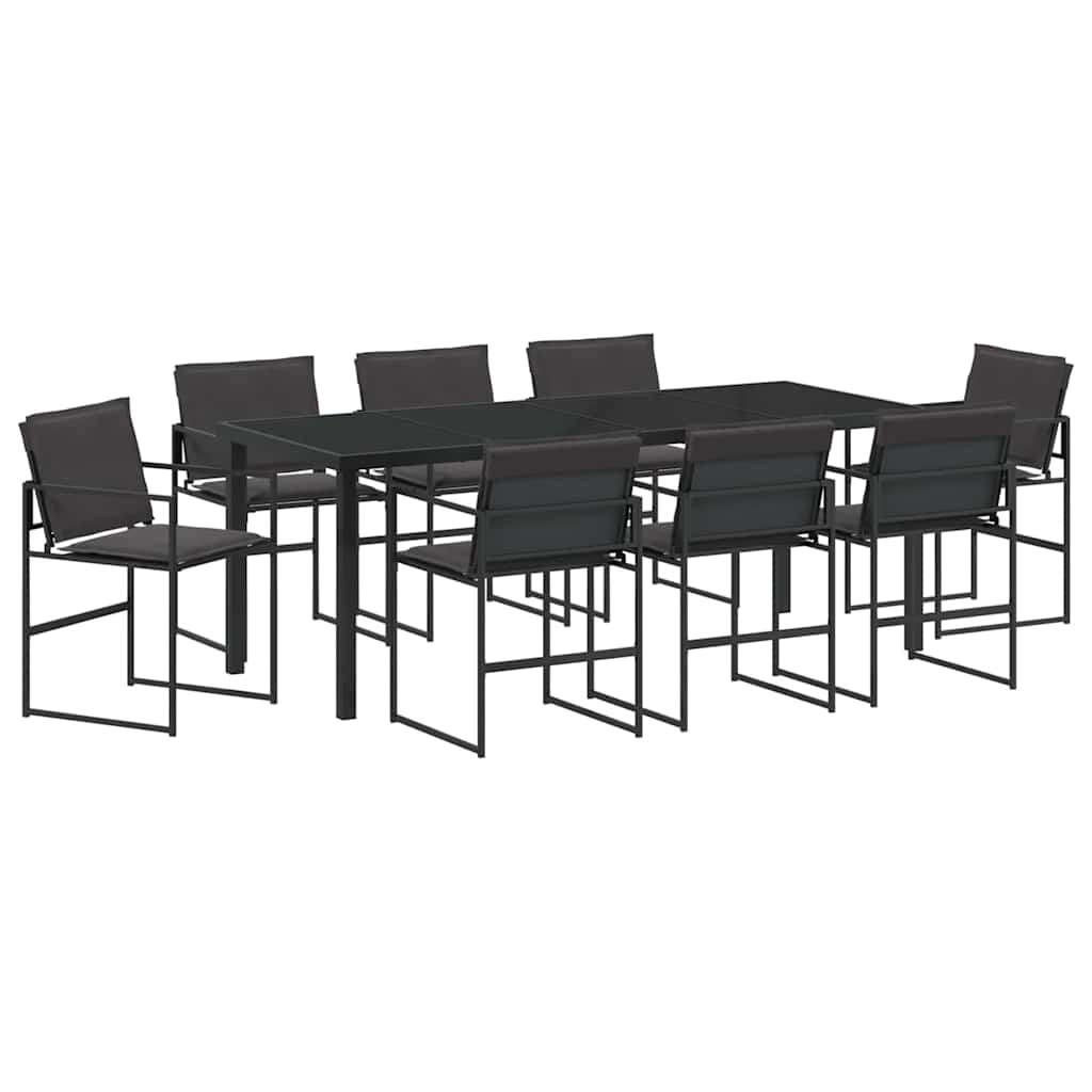 Set da Pranzo per Giardino 9 pcs Nero