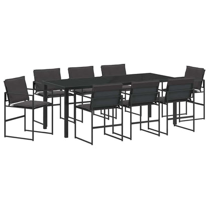 Set da Pranzo per Giardino 9 pcs Nero